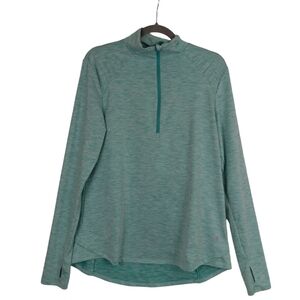 APANA Women Quarter Zip Long Sleeve Track Jacket Soft Blue Thumbholes size L